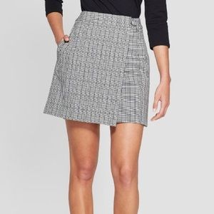 Plaid Wrap Mini Skirt